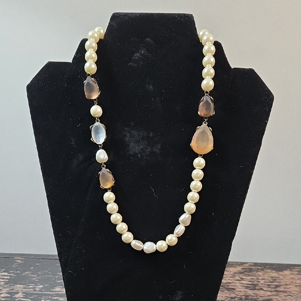 Coldwater Creek Frosted Bead & Stone Necklace